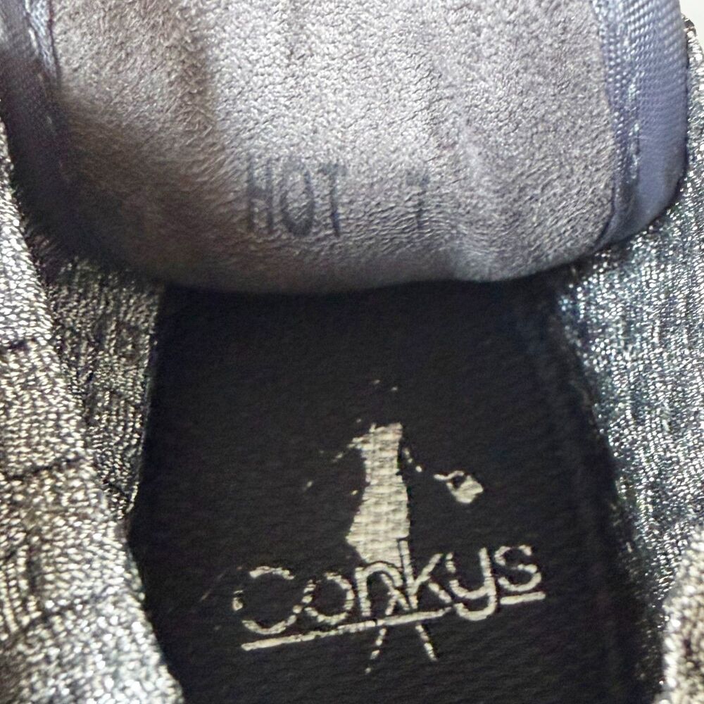 Corkys Woven Stretch Heeled Booties Women's HOT 7 Metallic Grey Slip On - Picture 8 of 8